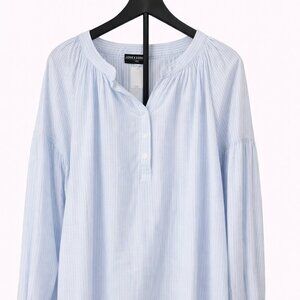 NWOT Lane Bryant Blue & White Striped Blouse Size 14